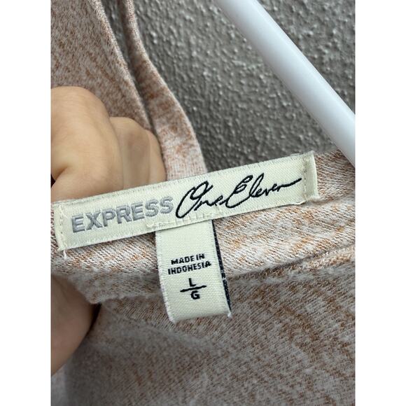 Express One Eleven Womens Shirt Large Brown Heathered Short Sleeve Low Cut Back - Picture 3 of 11